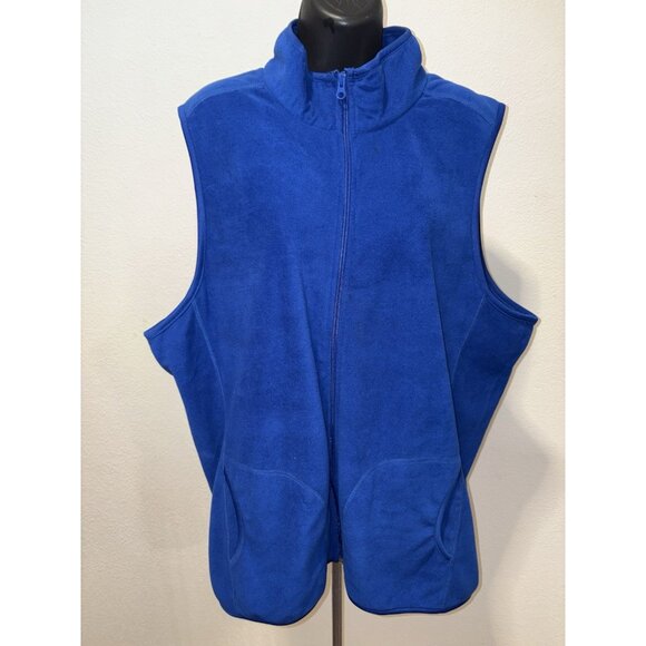 Danskin Now Womens Size 2X Fleece Vest Blue Pockets Full Front Zipper - Picture 1 of 6